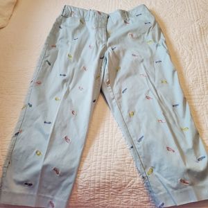 Izof flip flop embroidered capris.